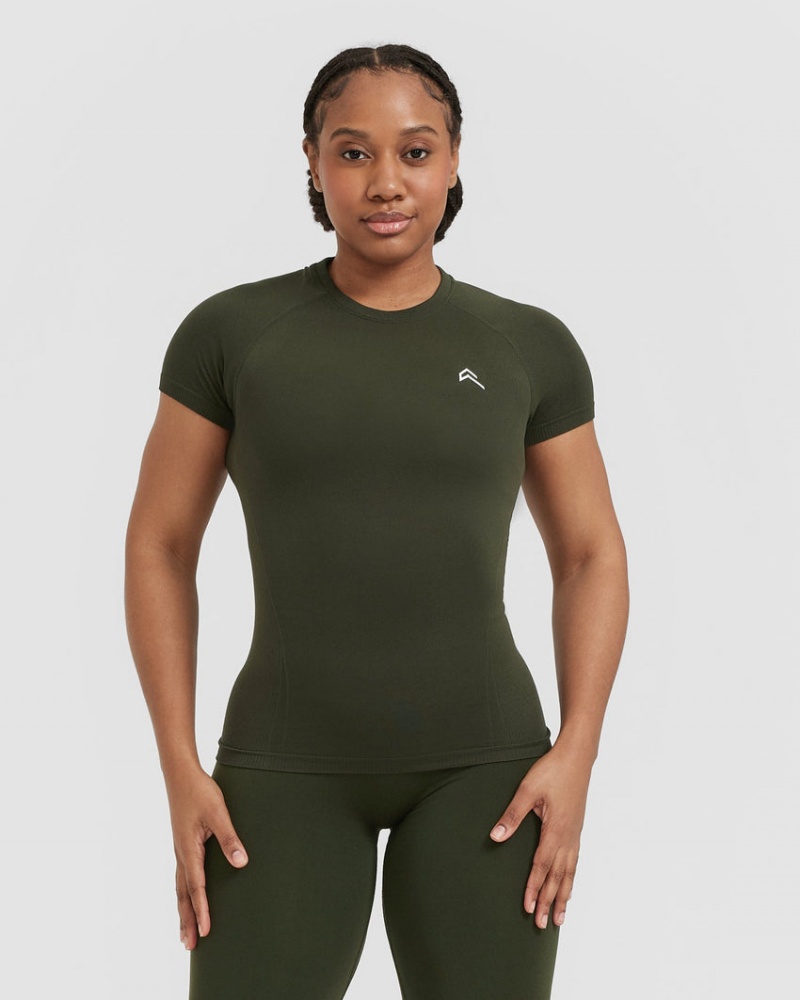 Oner Active Go To Seamless Fitted T Shirts Khaki | 185-WRYHFL