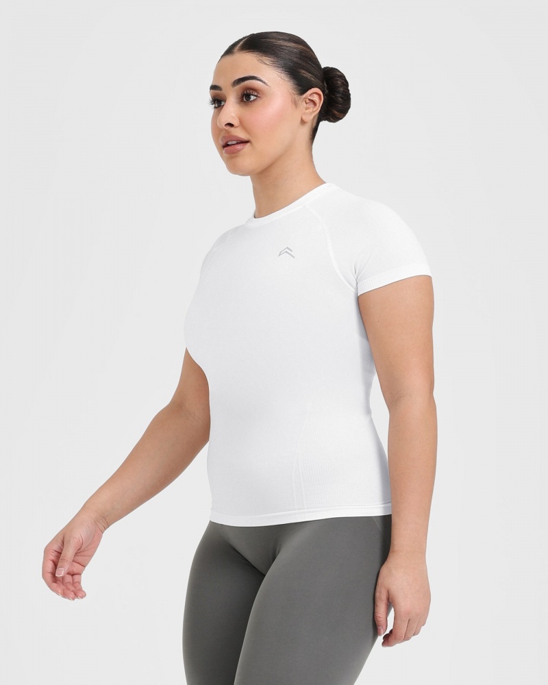 Oner Active Go To Seamless Fitted T Shirts Hvide | 987-LJFGTB