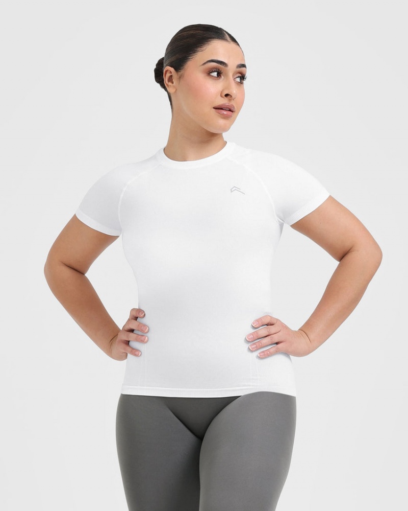 Oner Active Go To Seamless Fitted T Shirts Hvide | 987-LJFGTB