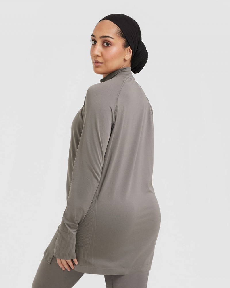 Oner Active Go To Seamless Loose Long Sleeve Longline T Shirts Grå | 458-VDCEGK