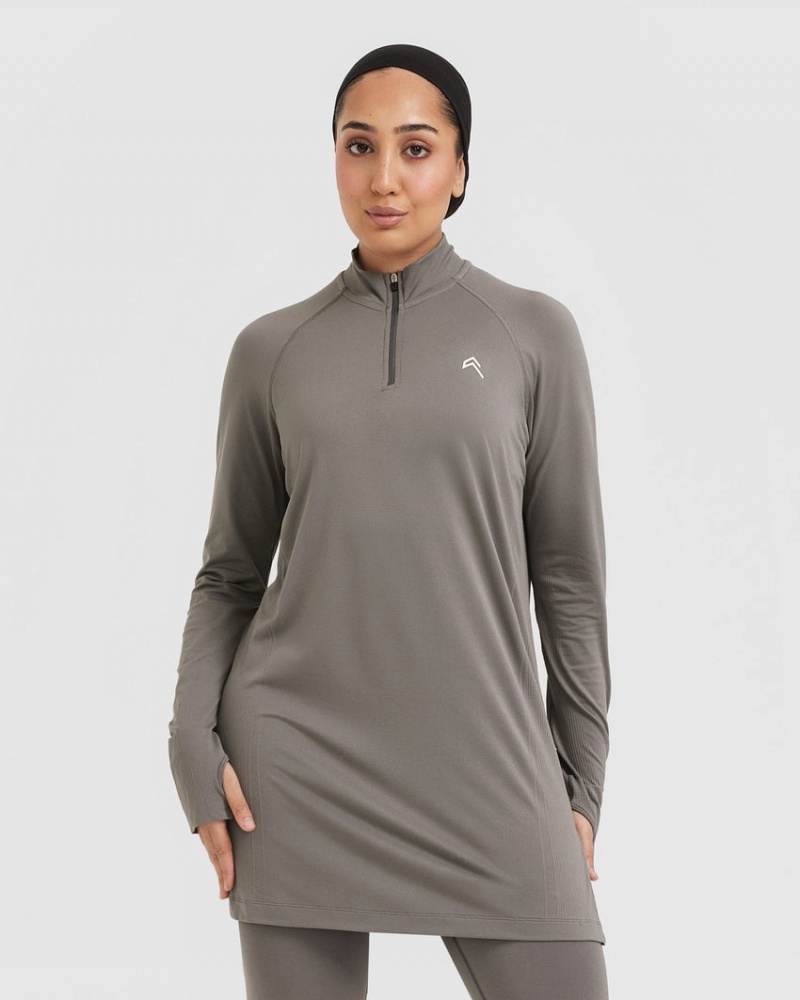 Oner Active Go To Seamless Loose Long Sleeve Longline T Shirts Grå | 458-VDCEGK