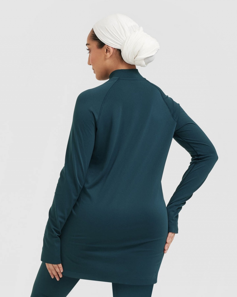 Oner Active Go To Seamless Loose Long Sleeve Longline T Shirts Blå | 386-EGHZVM