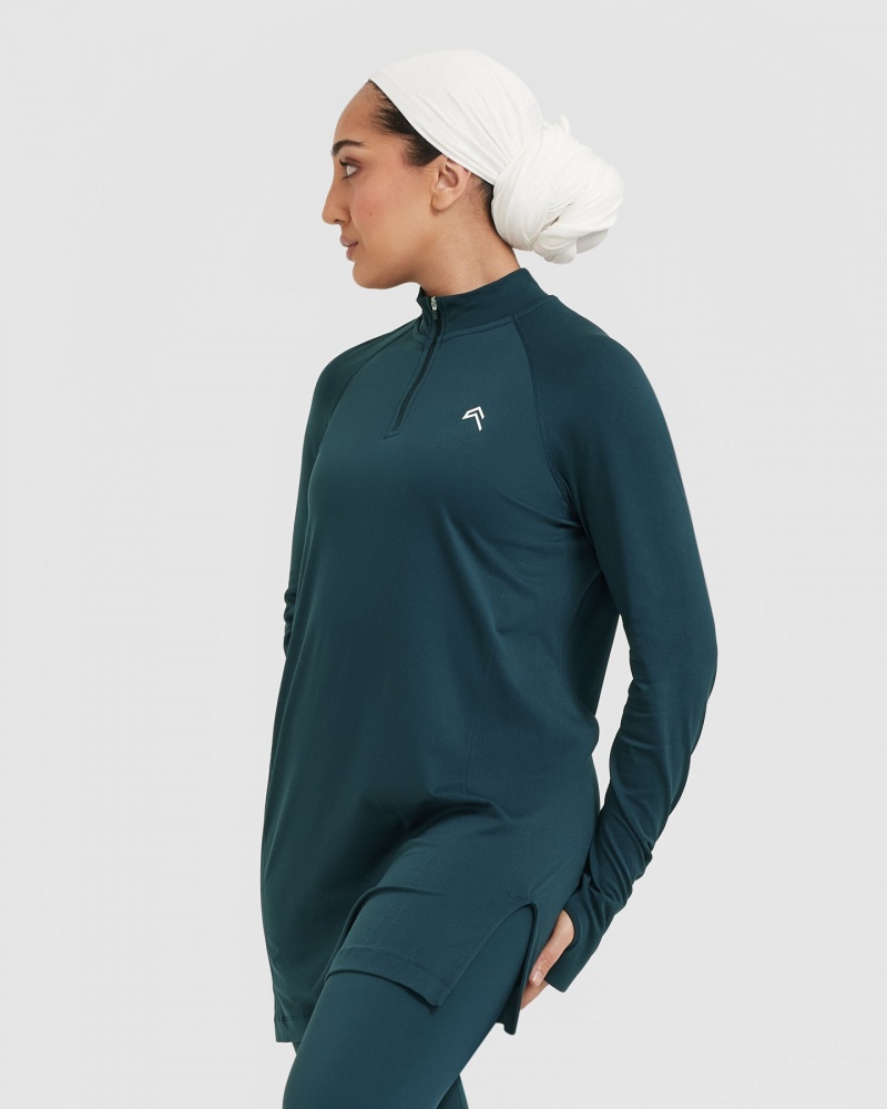 Oner Active Go To Seamless Loose Long Sleeve Longline T Shirts Blå | 386-EGHZVM