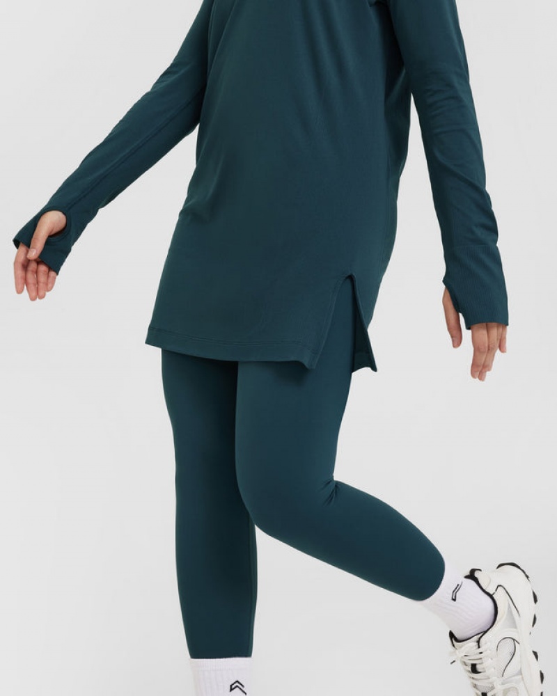 Oner Active Go To Seamless Loose Long Sleeve Longline T Shirts Blå | 386-EGHZVM