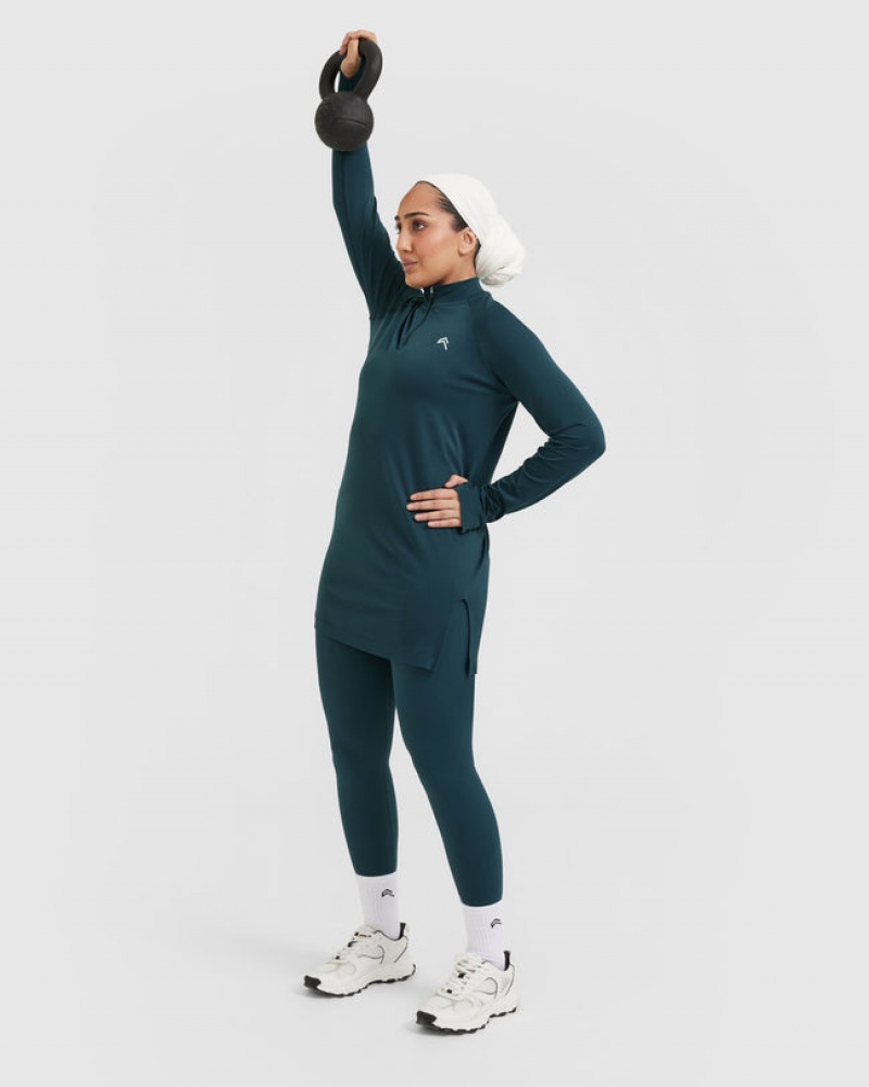 Oner Active Go To Seamless Loose Long Sleeve Longline T Shirts Blå | 386-EGHZVM