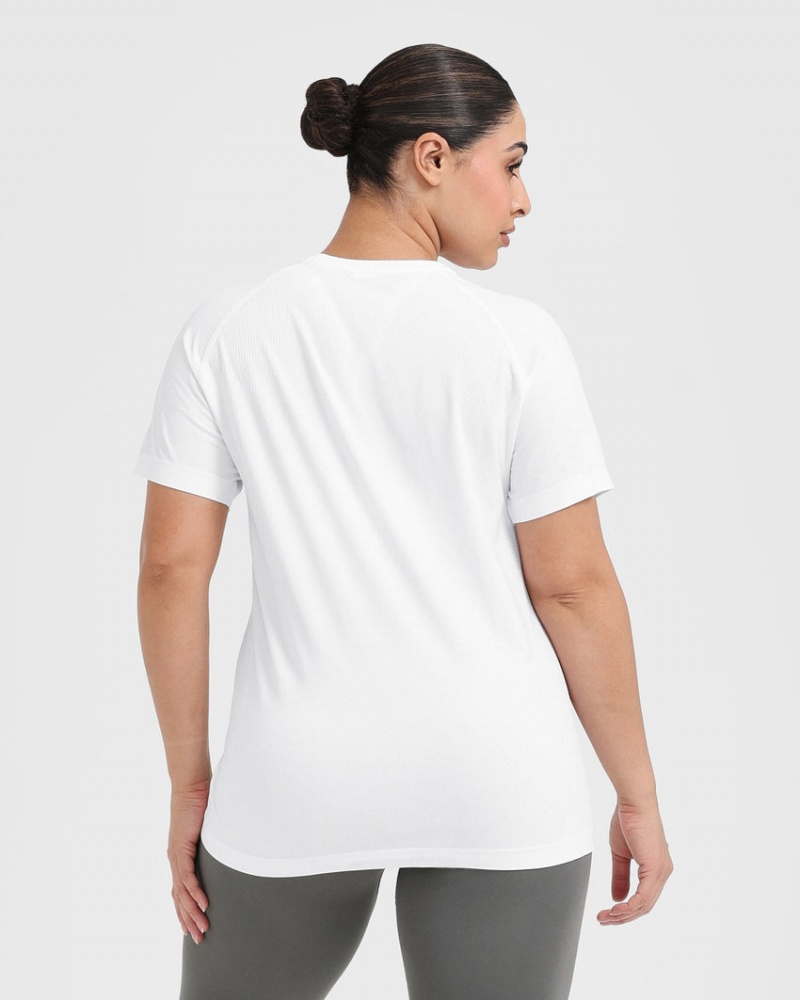 Oner Active Go To Seamless Loose T Shirts Hvide | 210-STXZVA