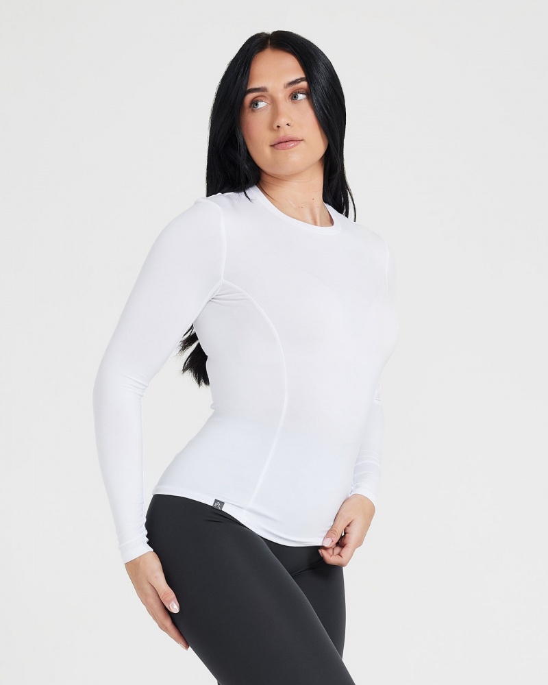 Oner Active Mellow Soft Long Sleeve T Shirts Hvide | 894-EHNPLV