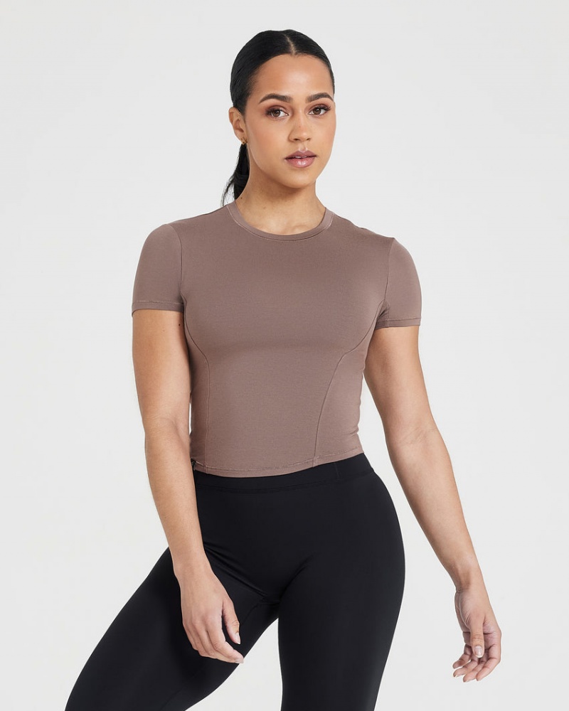 Oner Active Mellow Soft Mid Kort Sleeve T Shirts Brune | 750-LBMWVF