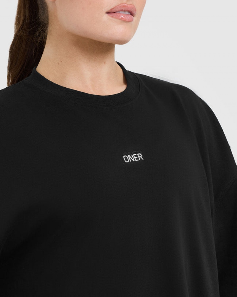 Oner Active Raising The Bar Grafisk Longline T Shirts Sort | 421-IVRKQH