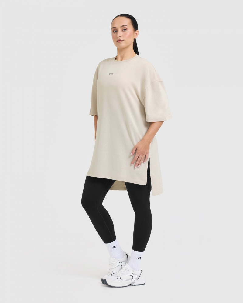 Oner Active Raising The Bar Grafisk Longline T Shirts Brune | 173-NUJFKO