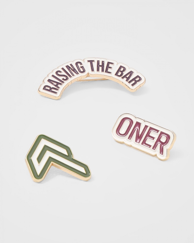 Oner Active Raising The Bar Grafisk Pins 3 Pack Accessories Lyserød Khaki | 612-DXCTQS