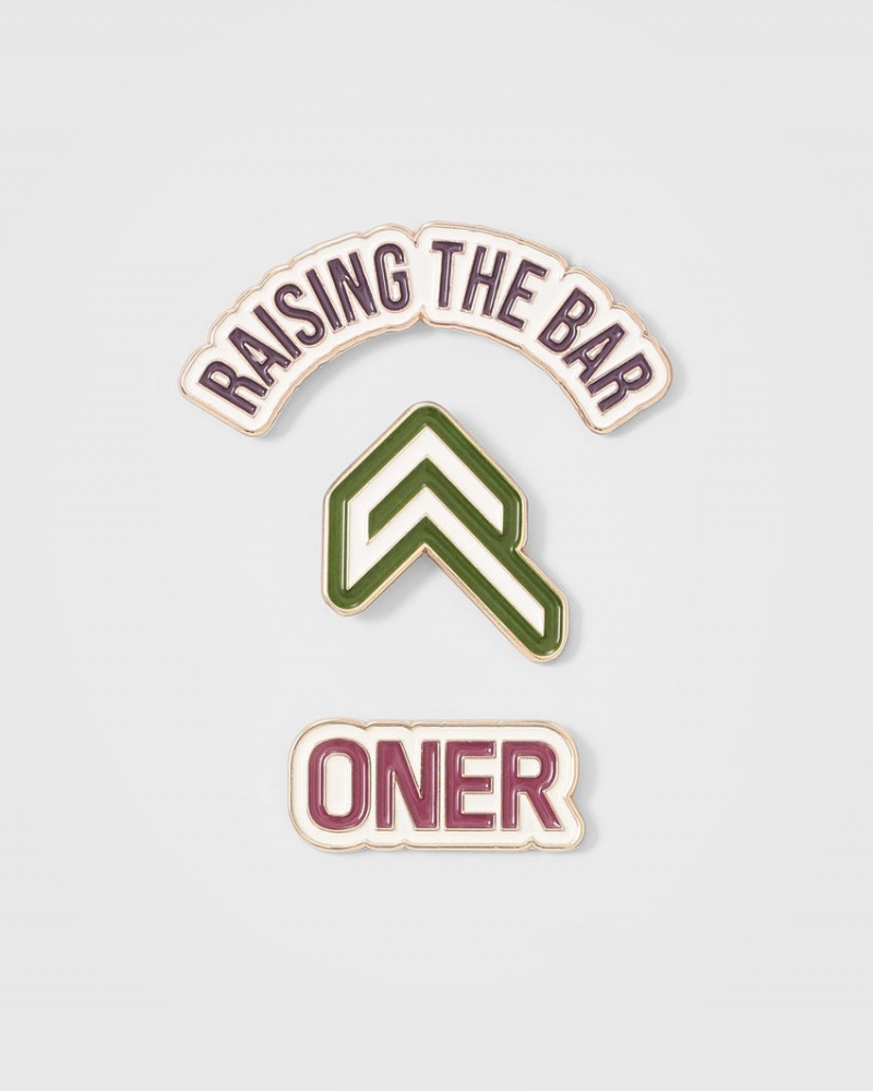 Oner Active Raising The Bar Grafisk Pins 3 Pack Accessories Lyserød Khaki | 612-DXCTQS