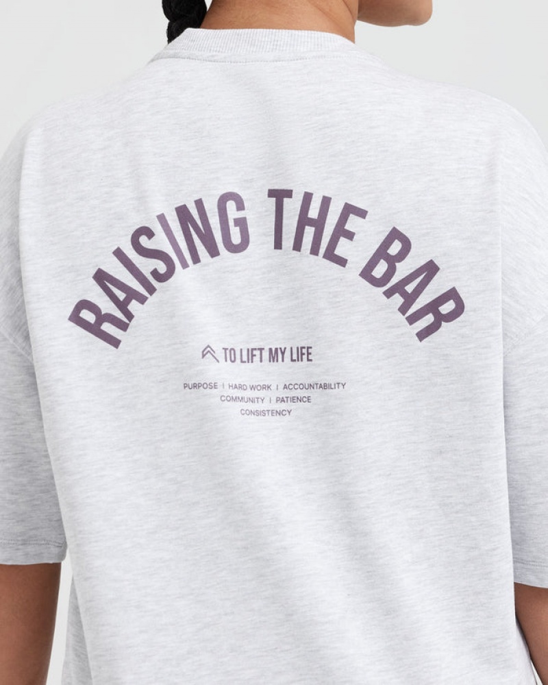 Oner Active Raising The Bar Grafisk Unisex T Shirts Lysegrå | 162-DVMXAB