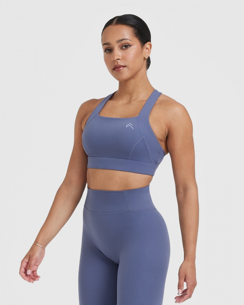 Oner Active Timeless Brede Páskové Sports Bras Blå | 938-WACMJL