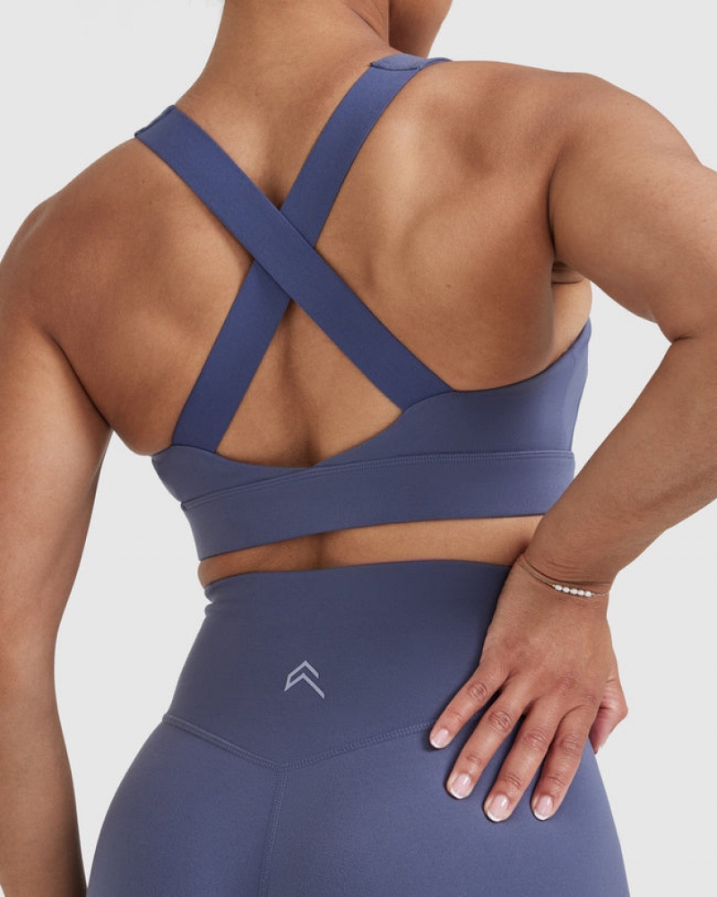 Oner Active Timeless Brede Páskové Sports Bras Blå | 938-WACMJL