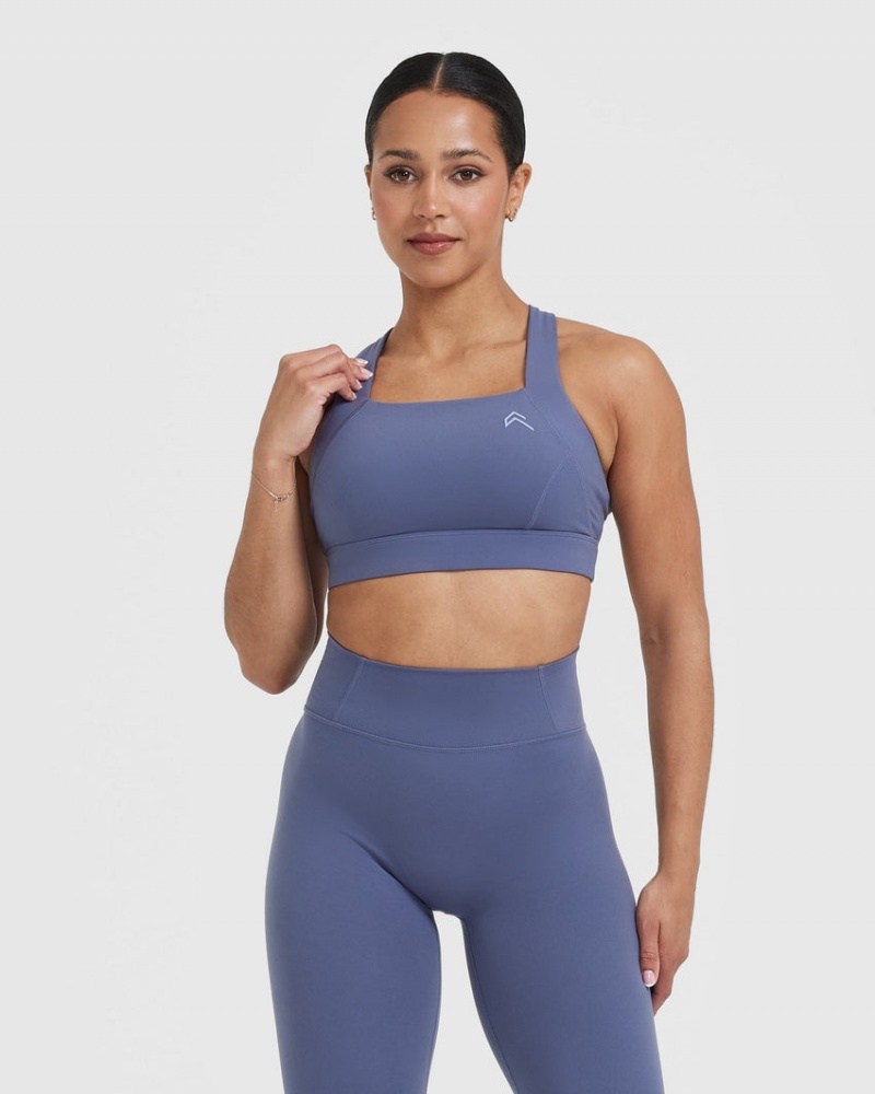 Oner Active Timeless Brede Páskové Sports Bras Blå | 938-WACMJL