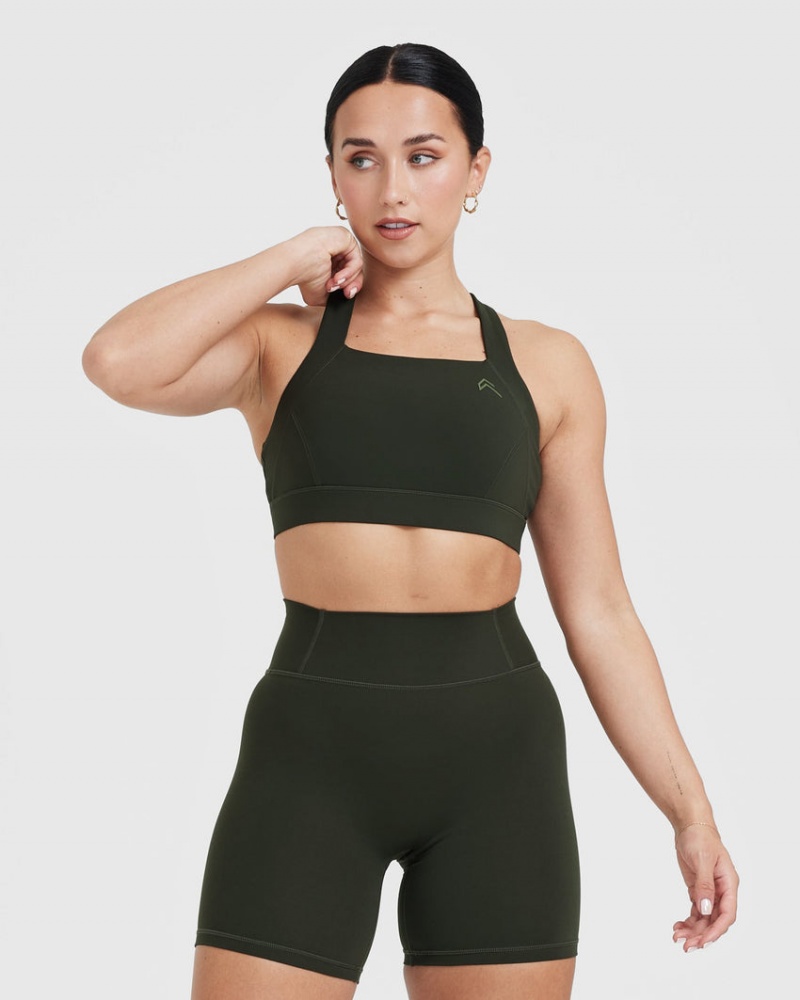 Oner Active Timeless Brede Páskové Sports Bras Khaki | 516-SLWHUY