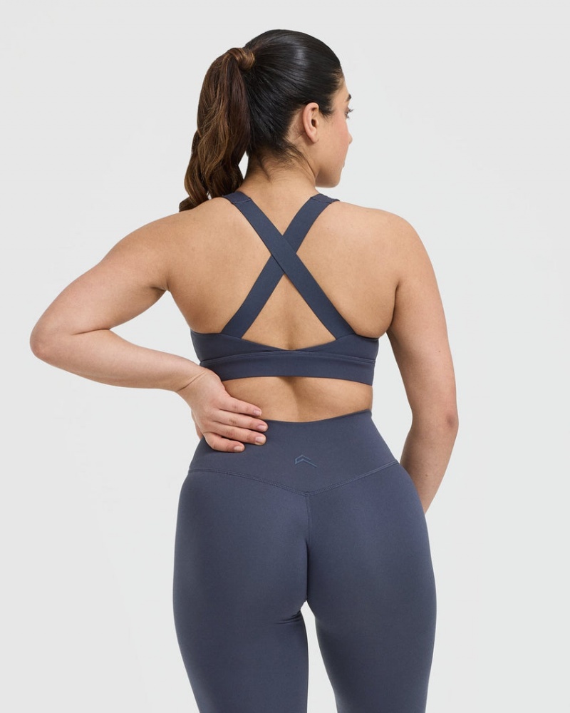 Oner Active Timeless Brede Páskové Sports Bras Blå | 613-SNODYE