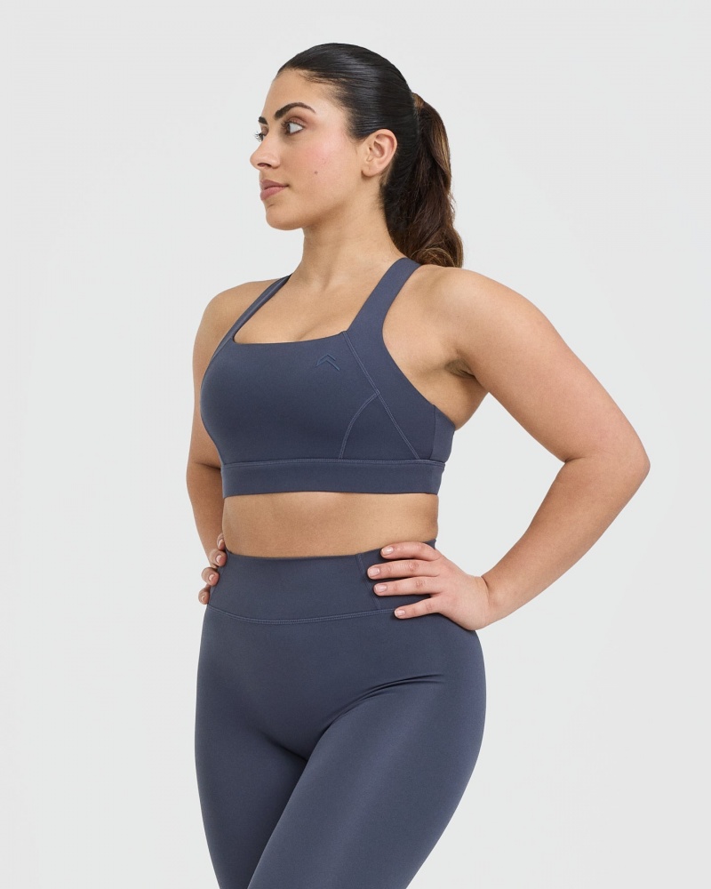 Oner Active Timeless Brede Páskové Sports Bras Blå | 613-SNODYE