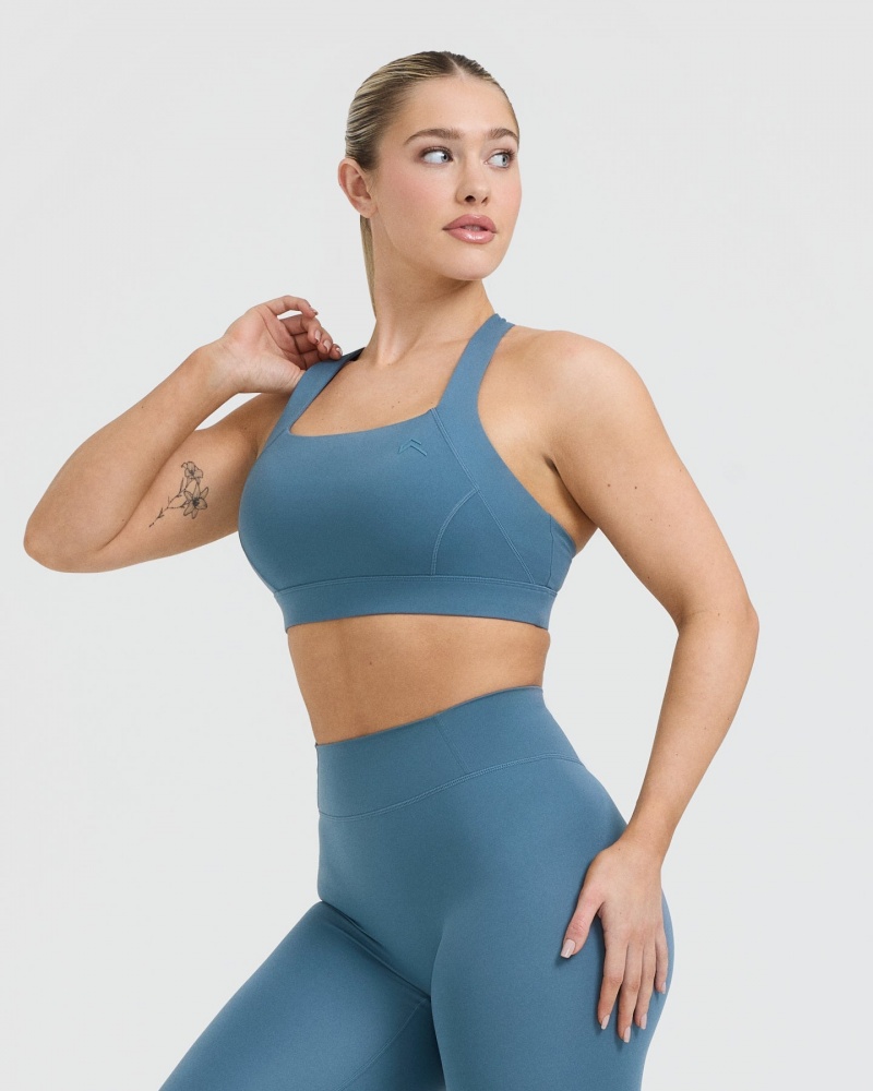 Oner Active Timeless Brede Páskové Sports Bras Blå | 205-JDROLQ