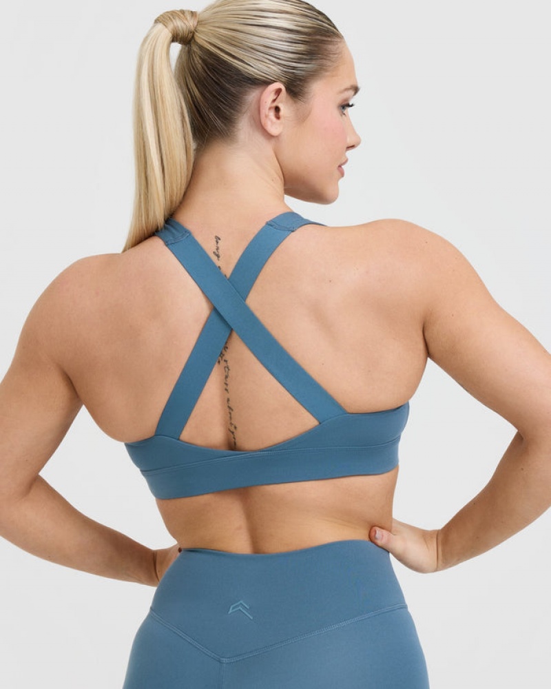 Oner Active Timeless Brede Páskové Sports Bras Blå | 205-JDROLQ