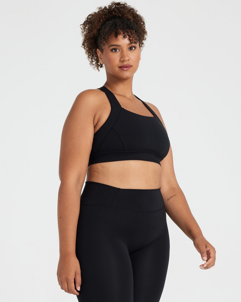 Oner Active Timeless Brede Páskové Sports Bras Sort | 683-WTYBRJ