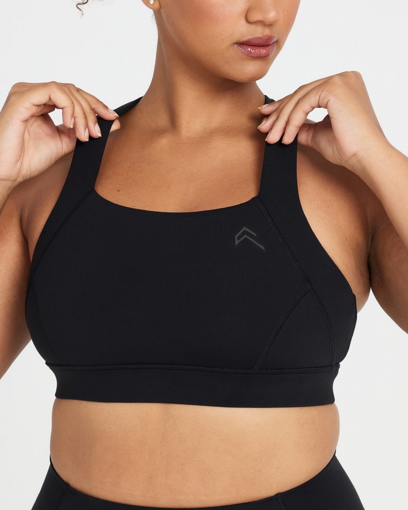 Oner Active Timeless Brede Páskové Sports Bras Sort | 683-WTYBRJ