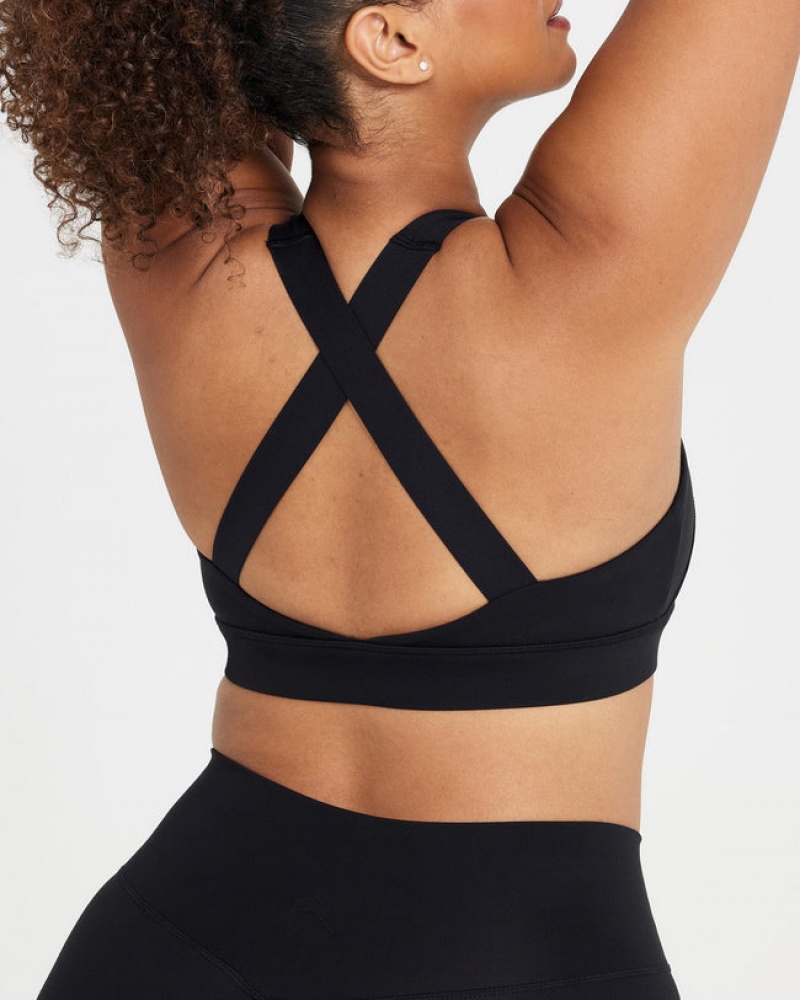 Oner Active Timeless Brede Páskové Sports Bras Sort | 683-WTYBRJ