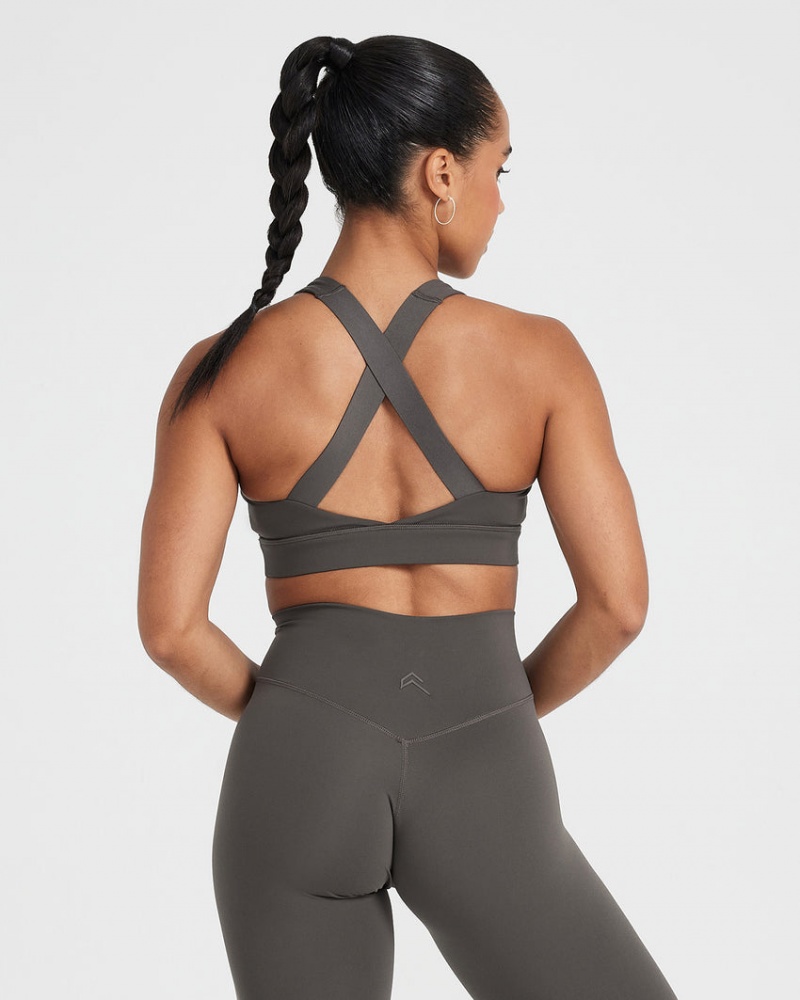 Oner Active Timeless Brede Páskové Sports Bras Dyb Grå Brune | 398-BIDXER