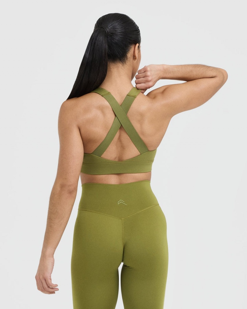 Oner Active Timeless Brede Páskové Sports Bras Olivengrøn Grøn | 624-PLFBUK