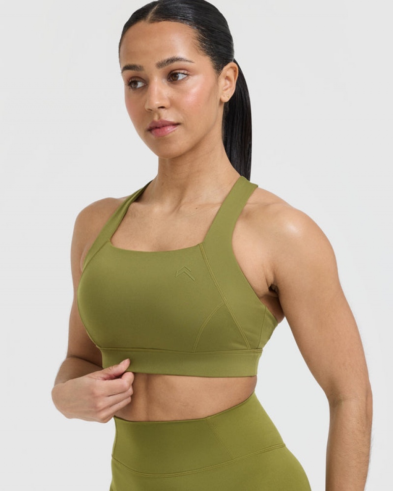 Oner Active Timeless Brede Páskové Sports Bras Olivengrøn Grøn | 624-PLFBUK