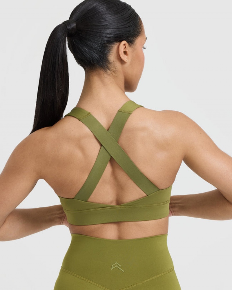 Oner Active Timeless Brede Páskové Sports Bras Olivengrøn Grøn | 624-PLFBUK