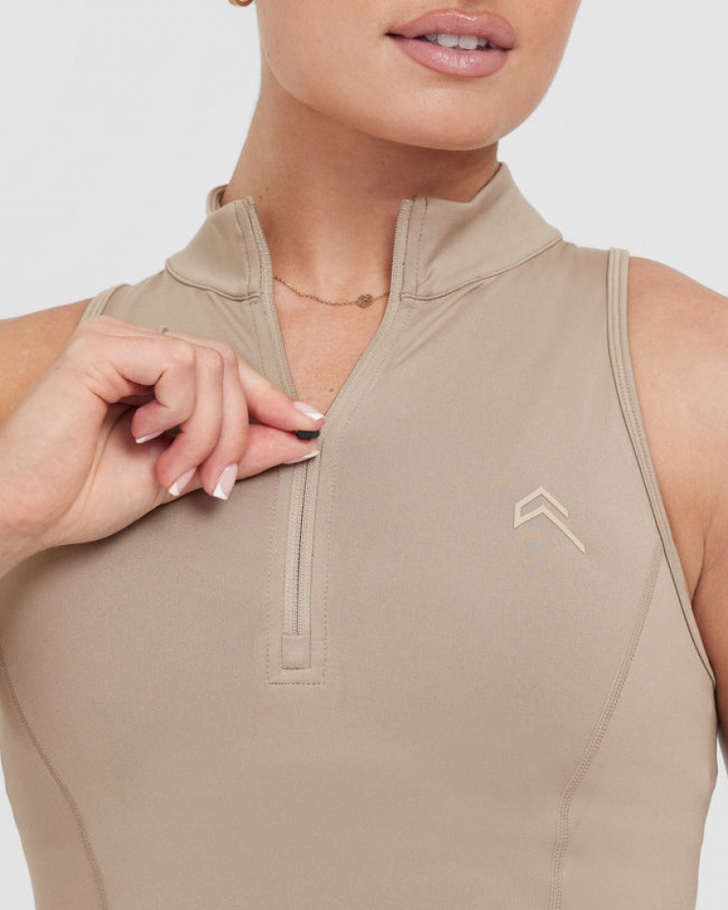 Oner Active Timeless Half Zip Crop Tank T Shirts Grå | 783-TNXRVC