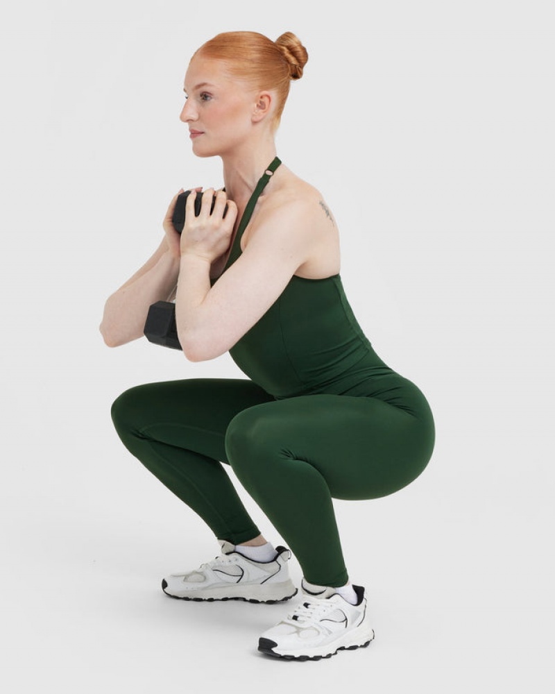 Oner Active Timeless High Waisted Leggings Dyb Grøn | 694-AKXFHL