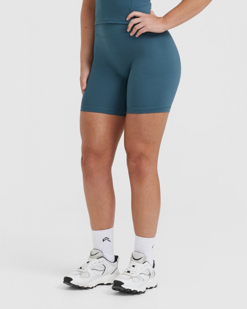 Oner Active Timeless High Waisted Shorts Blå | 708-SDEQBP