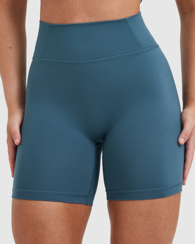 Oner Active Timeless High Waisted Shorts Blå | 708-SDEQBP