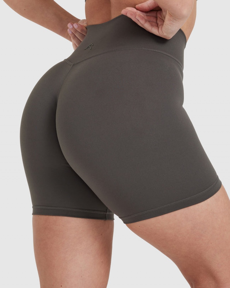 Oner Active Timeless High Waisted Shorts Dyb Grå Brune | 372-HYCFZK