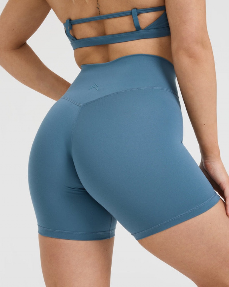 Oner Active Timeless High Waisted Shorts Blå | 857-SZNGWP