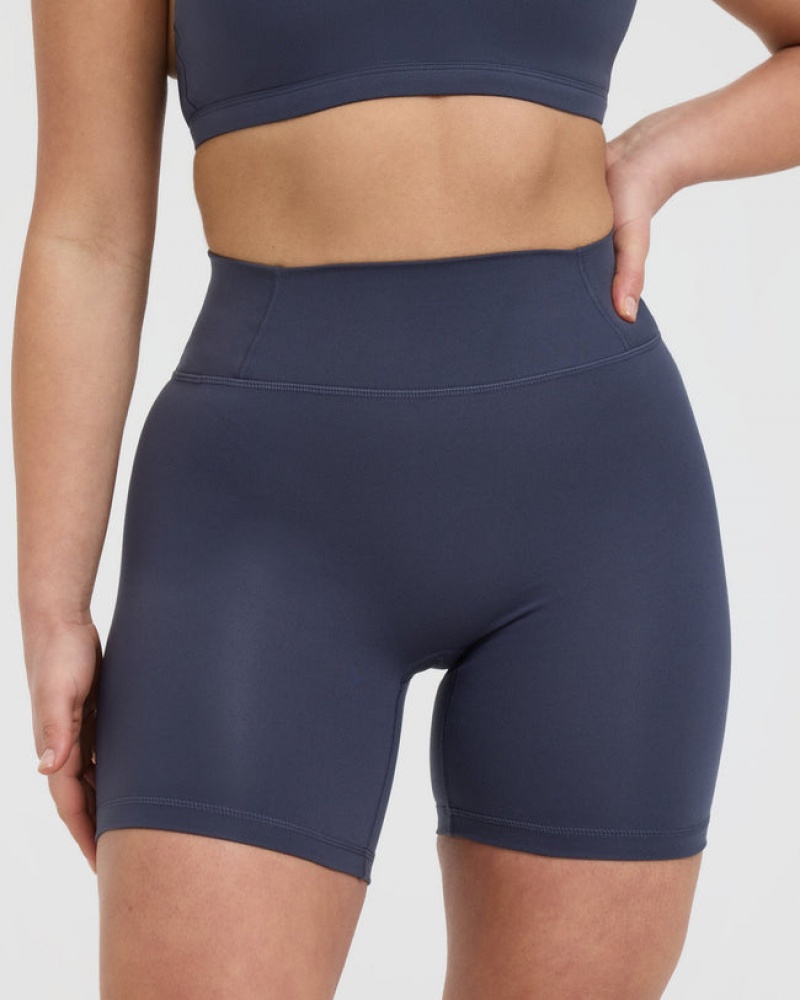 Oner Active Timeless High Waisted Shorts Blå | 241-SUDGHK