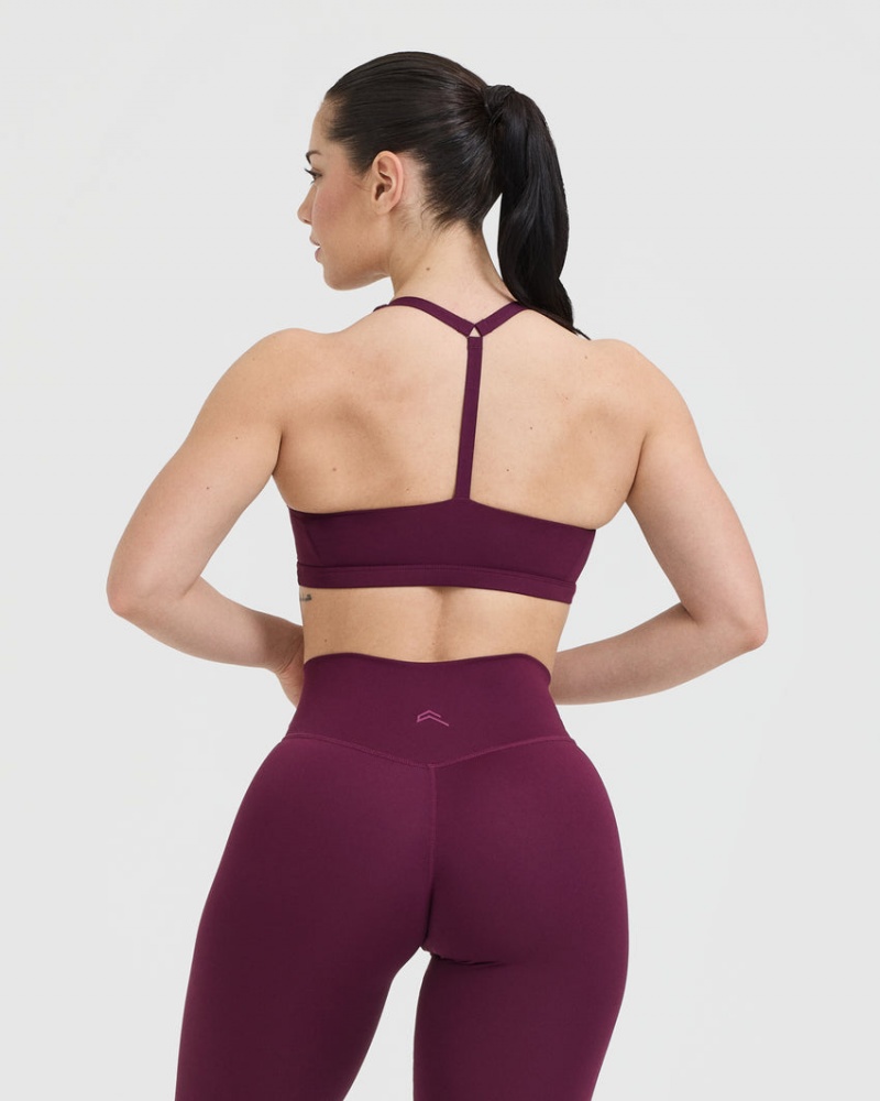 Oner Active Timeless Square Neck Sports Bras Bordeaux | 519-URHBFW