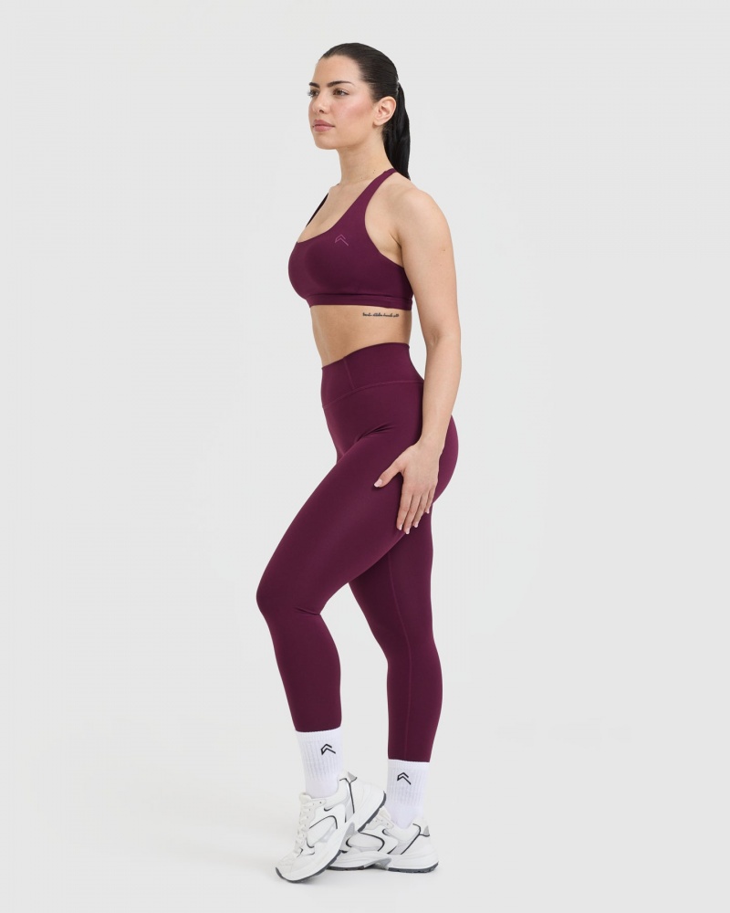 Oner Active Timeless Square Neck Sports Bras Bordeaux | 519-URHBFW