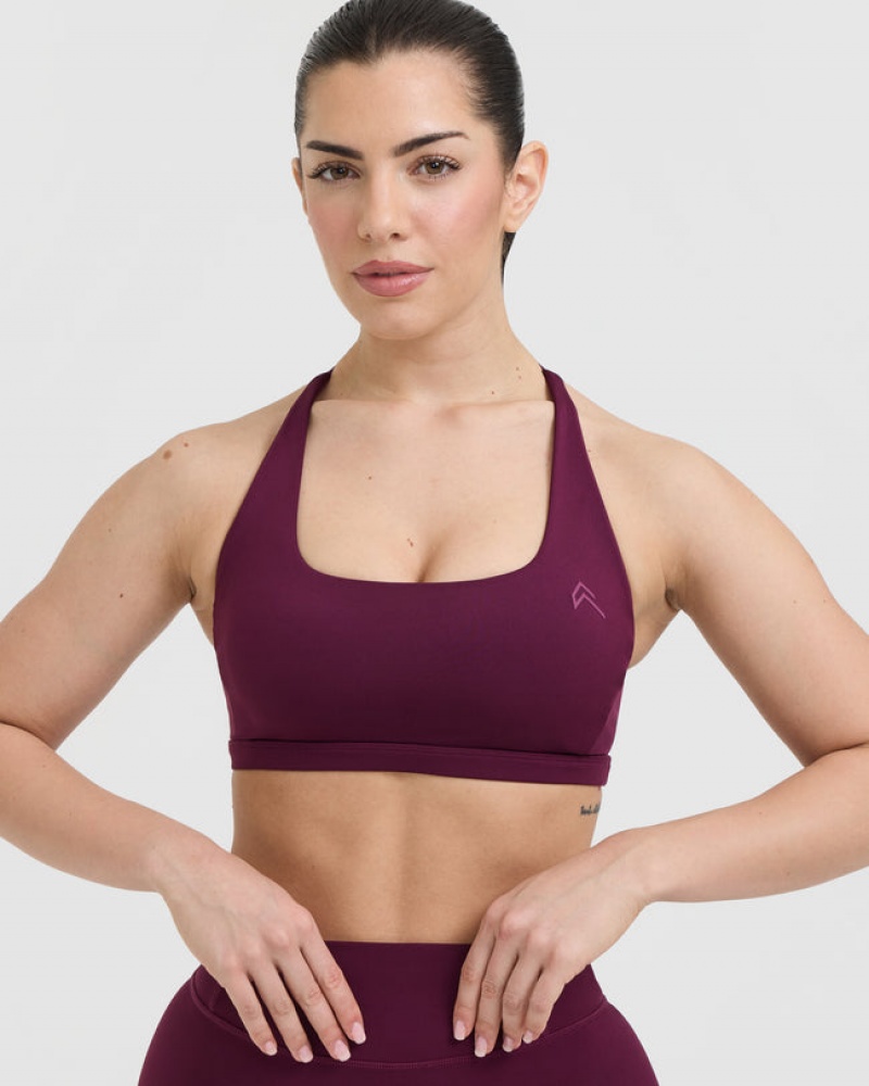 Oner Active Timeless Square Neck Sports Bras Bordeaux | 519-URHBFW