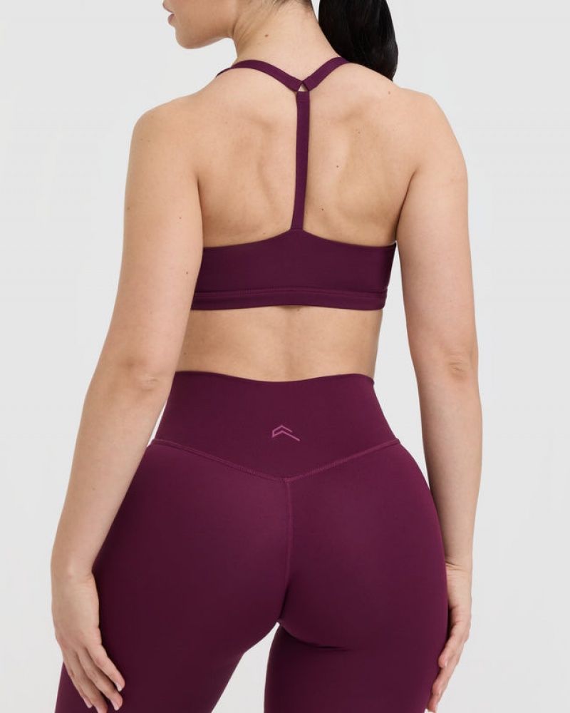 Oner Active Timeless Square Neck Sports Bras Bordeaux | 519-URHBFW