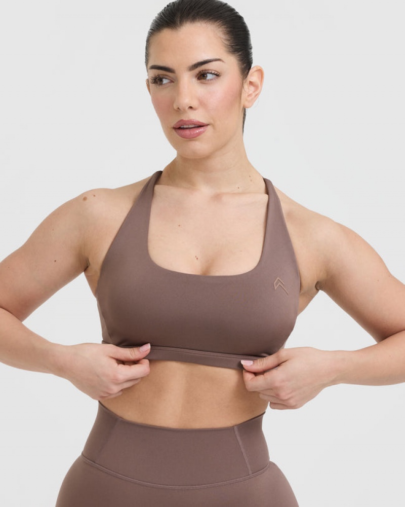 Oner Active Timeless Square Neck Sports Bras Brune | 621-WVFBGO