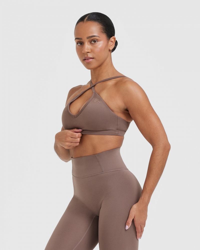 Oner Active Timeless Strappy Bralette Sports Bras Brune | 618-ZUQCAV