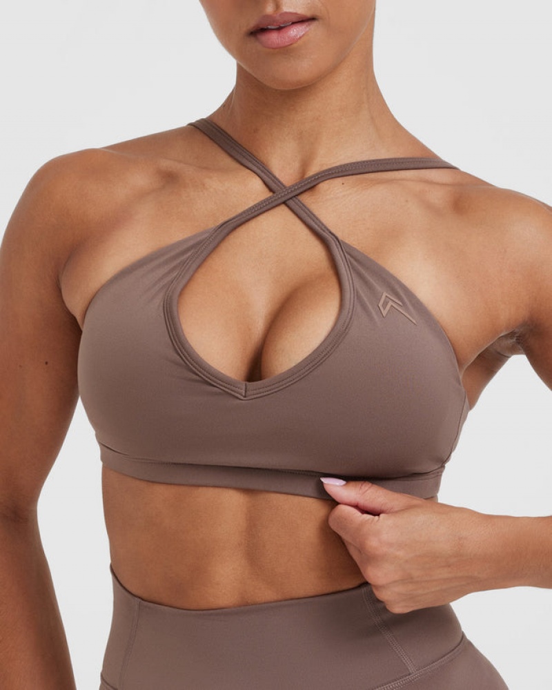 Oner Active Timeless Strappy Bralette Sports Bras Brune | 618-ZUQCAV