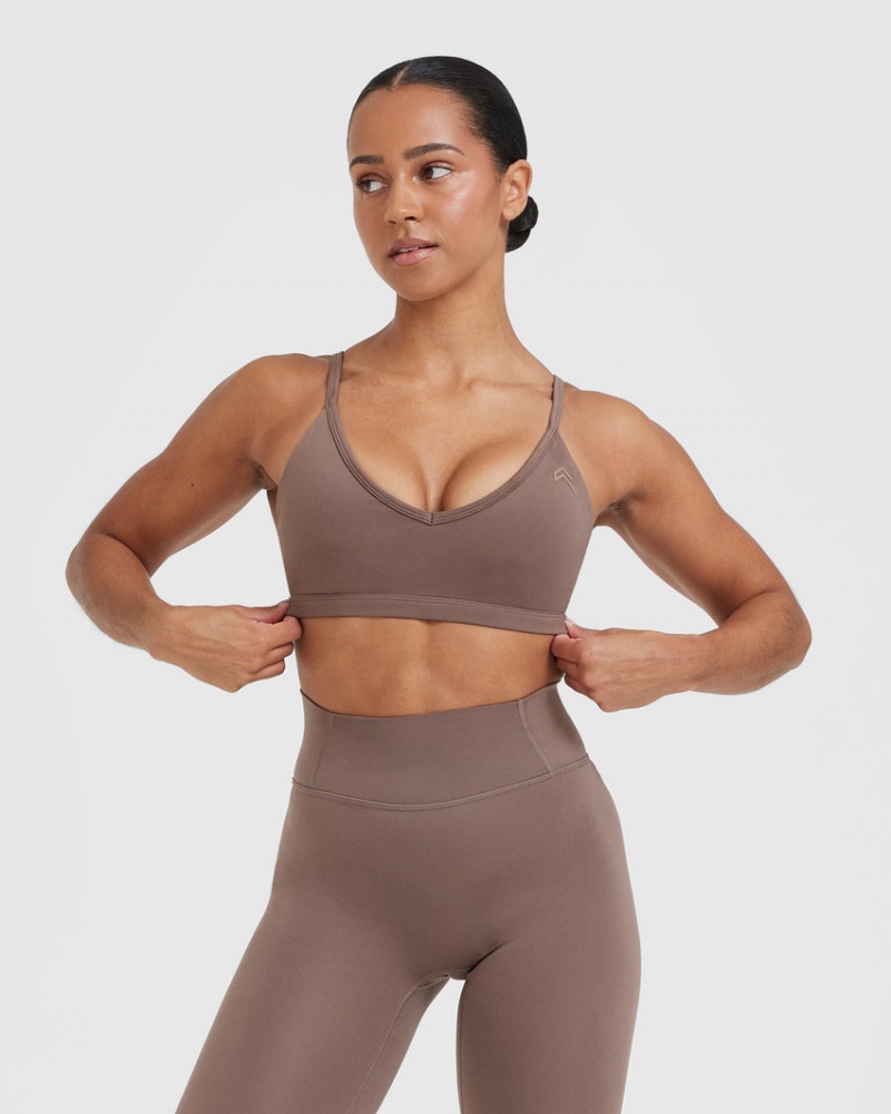 Oner Active Timeless Strappy Bralette Sports Bras Brune | 618-ZUQCAV