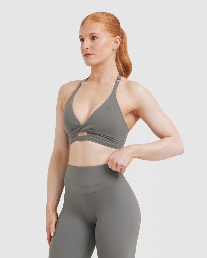 Oner Active Unified Twist Sports Bras Grå | 728-MCXWJK