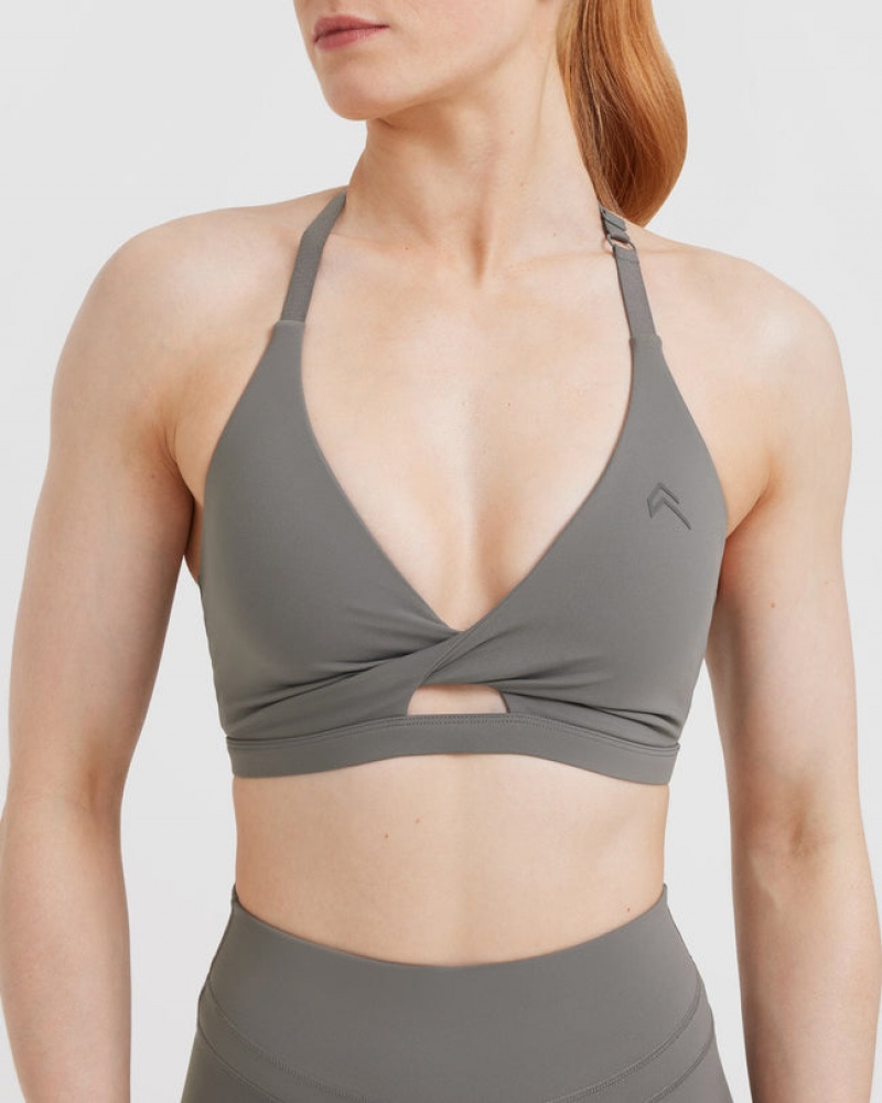 Oner Active Unified Twist Sports Bras Grå | 728-MCXWJK