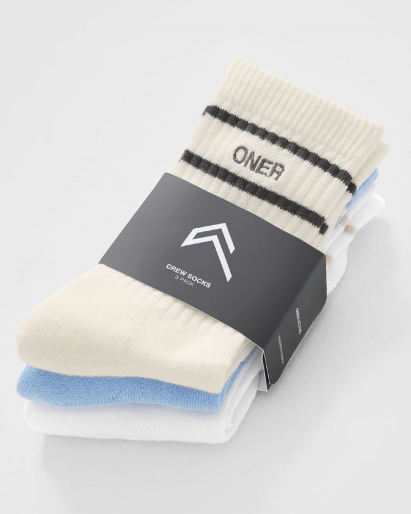 Oner Active Varsity Crew 3 Pack Accessories Hvide Blå Hvide | 290-RKZSCX